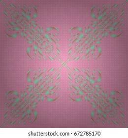 Damask seamless pattern in blue and pink colors. Royal wallpaper with abstract flowers. Vector stylish ornament.