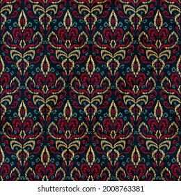 Damask seamless pattern. Bohemian print for home decor, pillows, carpets. Vector illustration.