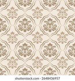 Modelo inconsútil del damasco con los Elementos florales marrones, diseño vintage, Ilustración vectorial elegante para la materia textil, papel de pared, ropa de cama, cortinas, cubierta del cojín, alfombra, bufanda, tela de tapicería, moda
