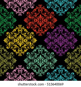 Damask seamless pattern. Colorful background.