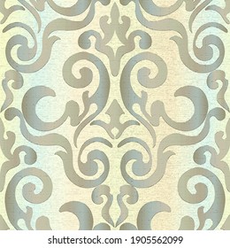 Damask seamless pattern. Countryside textured ornament, wallpaper, tile, fabric, packaging 