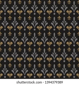 Damask seamless pattern. Dark background texture in vintage style for your design.  Vector abstract graphic design