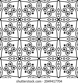 Damask seamless pattern, Decorative royal wallpaper, floral ornament backdrop baroque style, black and white background for design texture, wallpaper, textile, silk and fabric, vector illustration