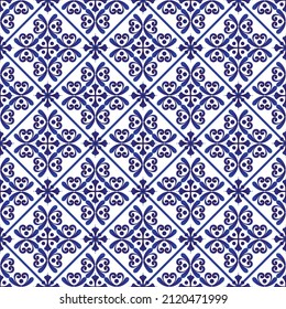 Motif harmonieux de Damas, fond d'écran royal décoratif, arrière-plan floral orné de style baroque, arrière-plan Bleu et blanc pour fond d'écran design, textile, céramique, porcelaine, poterie, carrelage, soie, image vectorielle