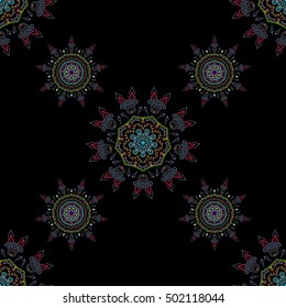 Damask seamless pattern. Design for fabric, wallpaper, background, invitation, wrapping and book covers. Vector vintage floral ornament. Oriental style. Hand drawn illustration.