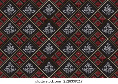 Damask seamless pattern. Design for tile, cover, wallpaper, wrapping paper, fabric, clothing, bag, and decoration.