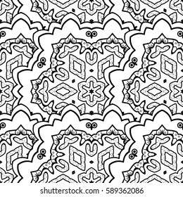 Damask seamless pattern for design. Vector seamless pattern on background with white elements.
