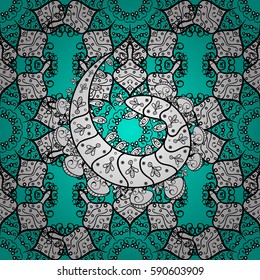 Damask seamless pattern for design. Vector seamless pattern on blue background with white elements.