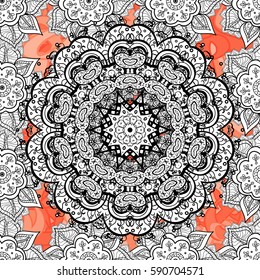 Damask seamless pattern for design. Vector seamless pattern on background with white elements.