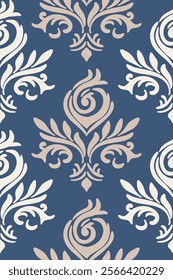 Damask seamless pattern.  For easy making seamless pattern use it for filling any contours. Repeated designs for wallpaper, branding, web design, invitations, blankets, bedspreads.