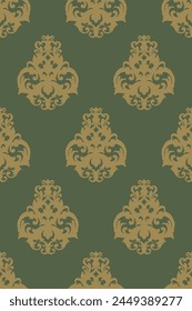 Damask seamless pattern, elegant floral ornament for print, vector 