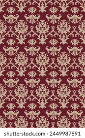 Damask seamless pattern, elegant floral ornament for print, vector 