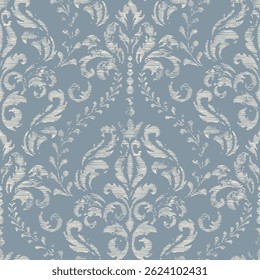 Damask seamless pattern element with brush strokes. Vintage classical old fashioned damask ornament, seamless texture for wallpapers, textile.