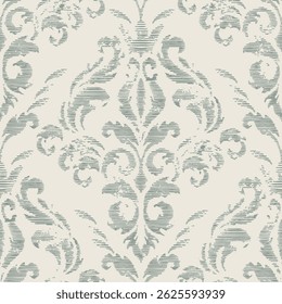 Elément de motif harmonieux damassé avec des traits de brosse. Vintage classique ornement damassé à l'ancienne, texture harmonieuse pour fonds d'écran, textile.