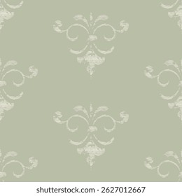 Damast naadloos patroon element met penseelstreken. Vintage klassieke ouderwetse damast ornament, naadloze textuur voor behang, textiel.
