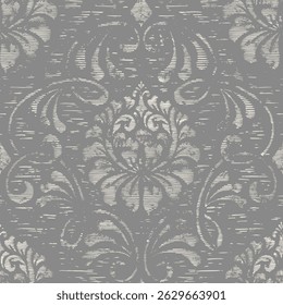 Elément de motif harmonieux damassé avec des traits de brosse. Vintage classique ornement damassé à l'ancienne, texture harmonieuse pour fonds d'écran, textile.