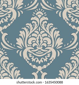 Damask seamless pattern element. Vector classical luxury old fashioned damask ornament, royal victorian seamless texture for wallpapers, textile, wrapping. Vintage exquisite floral baroque template.