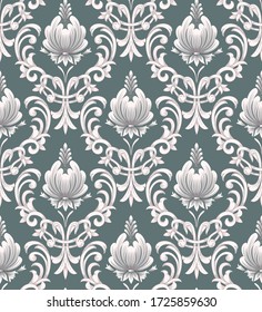 Damask seamless pattern element. Vector classical luxury old fashioned damask ornament, royal victorian seamless texture for wallpapers, textile, wrapping. Vintage exquisite floral baroque template.