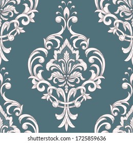 Damask seamless pattern element. Vector classical luxury old fashioned damask ornament, royal victorian seamless texture for wallpapers, textile, wrapping. Vintage exquisite floral baroque template.