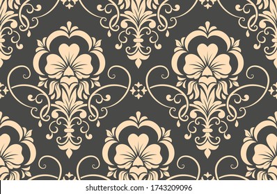 Damask seamless pattern element. Vector classical luxury old fashioned damask ornament, royal victorian seamless texture for wallpapers, textile, wrapping. Vintage exquisite floral baroque template.