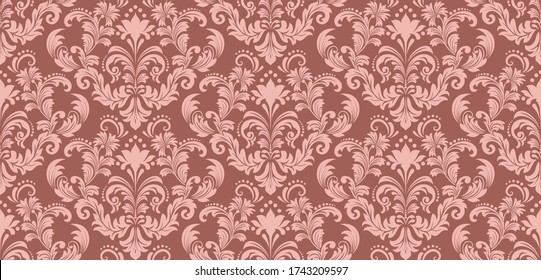 Damask seamless pattern element. Vector classical luxury old fashioned damask ornament, royal victorian seamless texture for wallpapers, textile, wrapping. Vintage exquisite floral baroque template.