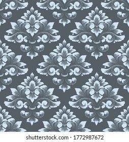 Damask seamless pattern element. Vector classical luxury old fashioned damask ornament, royal victorian seamless texture for wallpapers, textile, wrapping. Vintage exquisite floral baroque template.