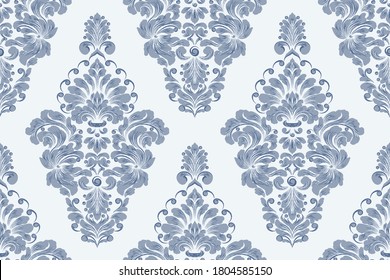 Damask seamless pattern element. Vector classical luxury old fashioned damask ornament, royal victorian seamless texture for wallpapers, textile, wrapping. Vintage exquisite floral baroque template.