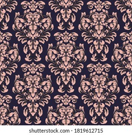 Damask seamless pattern element. Vector classical luxury old fashioned damask ornament, royal victorian seamless texture for wallpapers, textile, wrapping. Vintage exquisite floral baroque template.