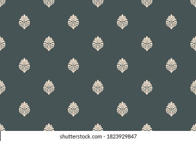 Damask seamless pattern element. Vector classical luxury old fashioned damask ornament, royal victorian seamless texture for wallpapers, textile, wrapping. Vintage exquisite floral baroque template.