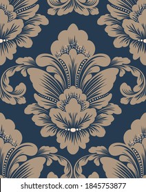 Damask seamless pattern element. Vector classical luxury old fashioned damask ornament, royal victorian seamless texture for wallpapers, textile, wrapping. Vintage exquisite floral baroque template.