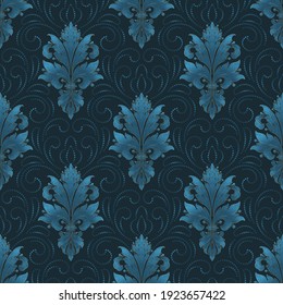 Damask seamless pattern element. Vector classical luxury old fashioned damask ornament, royal victorian seamless texture for wallpapers, textile, wrapping. Vintage exquisite floral baroque template.