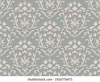 Damask seamless pattern element. Vector classical luxury old fashioned damask ornament, royal victorian seamless texture for wallpapers, textile, wrapping. Vintage exquisite floral baroque template.