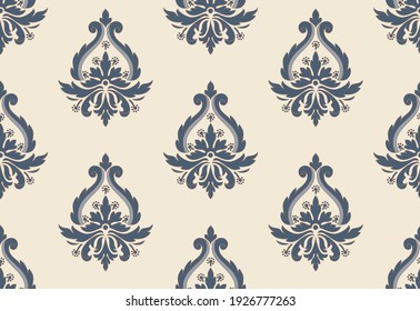 Damask seamless pattern element. Vector classical luxury old fashioned damask ornament, royal victorian seamless texture for wallpapers, textile, wrapping. Vintage exquisite floral baroque template.