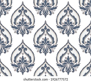 Damask seamless pattern element. Vector classical luxury old fashioned damask ornament, royal victorian seamless texture for wallpapers, textile, wrapping. Vintage exquisite floral baroque template.