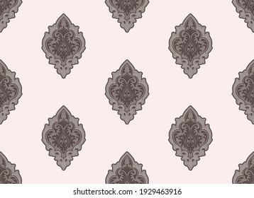 Élément de motif harmonieux Damas. Image vectorielle décoration classique luxe damassée, texture royale victorienne harmonieuse pour fond d'écran, textile, enveloppement. Vintage exquis modèle baroque floral.