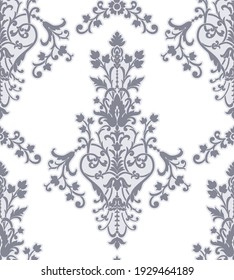 Elemento de patrón sin costuras de Damask. Vector clásico de lujo estilo antiguo adorno de damasco, textura victoriana real sin costura para papeles de paredes, textiles, envoltura. Exquisito patrón barroco floral vintage.