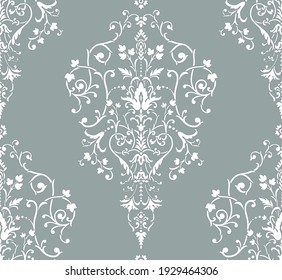 Damask seamless pattern element. Vector classical luxury old fashioned damask ornament, royal victorian seamless texture for wallpapers, textile, wrapping. Vintage exquisite floral baroque template.