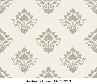 Damask seamless pattern element. Vector classical luxury old fashioned damask ornament, royal victorian seamless texture for wallpapers, textile, wrapping. Vintage exquisite floral baroque template.