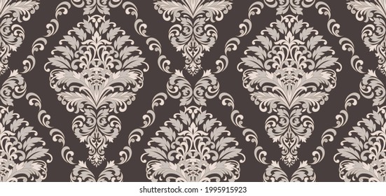 Damask seamless pattern element. Vector floral damask ornament vintage illustration.