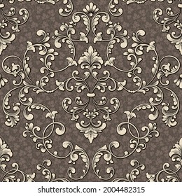 Damask seamless pattern element. Vector floral damask ornament vintage illustration.