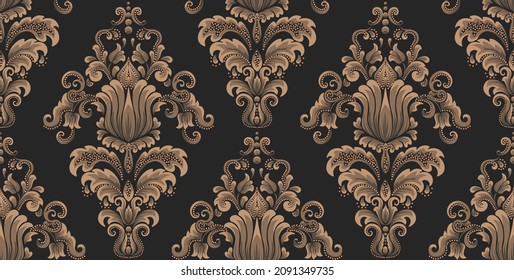 Damask seamless pattern element. Vector floral damask ornament vintage illustration.