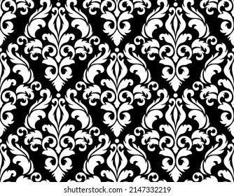 Elemento de patrón sin costuras de Damask. Ilustración vintage del adamascado floral vectorial.