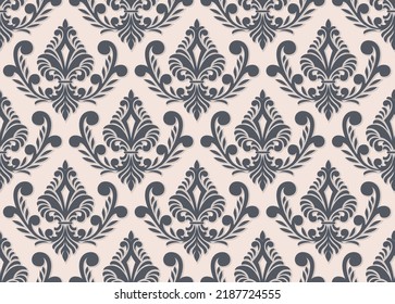 Damask seamless pattern element. Vector floral damask ornament vintage illustration.