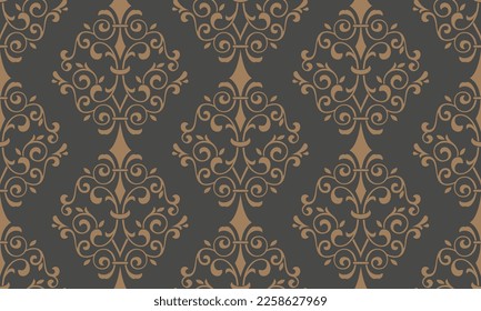 Damask seamless pattern element. Vector floral damask ornament vintage illustration.