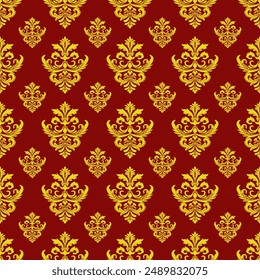 Damask seamless pattern element. Vector classical luxury old fashioned damask ornament, royal victorian seamless texture for wallpapers, textile, wrapping. Vintage exquisite floral baroque template.