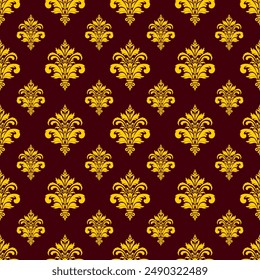 Damask seamless pattern element. Vector classical luxury old fashioned damask ornament, royal victorian seamless texture for wallpapers, textile, wrapping. Vintage exquisite floral baroque template.
