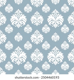 Damask seamless pattern element. Vector classical luxury old fashioned damask ornament, royal victorian seamless texture for wallpapers, textile, wrapping. Vintage exquisite floral baroque template