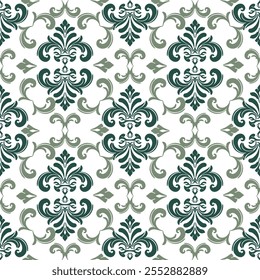 Damask seamless pattern element. Vector classical luxury old fashioned damask ornament, royal victorian seamless texture for wallpapers, textile, wrapping. Vintage exquisite floral baroque template.