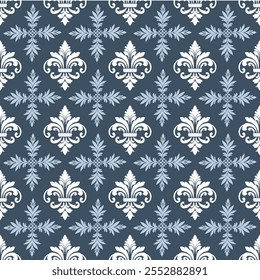 Damask seamless pattern element. Vector classical luxury old fashioned damask ornament, royal victorian seamless texture for wallpapers, textile, wrapping. Vintage exquisite floral baroque template.