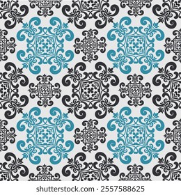 Damask seamless pattern element. Vector classical luxury old fashioned damask ornament, royal victorian seamless texture for wallpapers, textile, wrapping. Vintage exquisite floral baroque template.